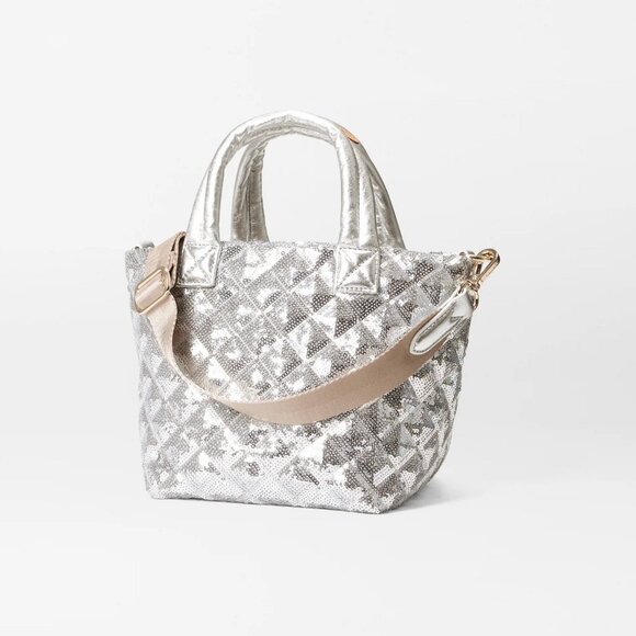 NWT MZ Wallace Silver Ice Sequin Micro Metro Tote Deluxe - Picture 3 of 6